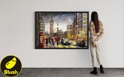 Oil Painting on Canvas, Street view of London Canvas