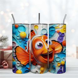 3D Inflated Finding Nemo Tumbler Design, Nemo Disney Wrap, 20oz Skinny Tumbler Instant Download