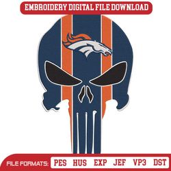 Denver Broncos NFL Team Skull Logo Embroidery Design
