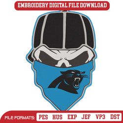 Carolina Panthers Skull Bandana NFL Embroidery Design Download
