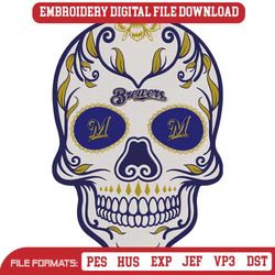 Skull Mandala Milwaukee Brewers Embroidery Design Download