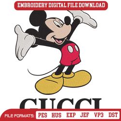 Mickey Hand Up Gucci Basic Logo Embroidery Design File