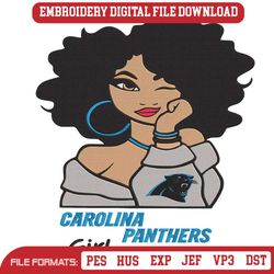 Carolina Panthers Black Girl Embroidery Design File Download