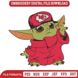 Kansas City Chiefs Cap Baby Yoda Embroidery Design Download