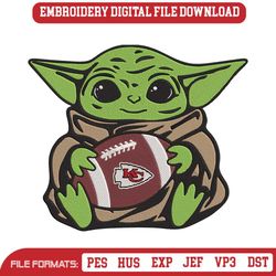 Kansas City Chiefs Baby Yoda Football Embroidery Design File