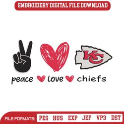 Peace Love Kansas City Chiefs Embroidery Design File Download