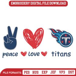 Peace Love Tennessee Titans Embroidery Design File Download