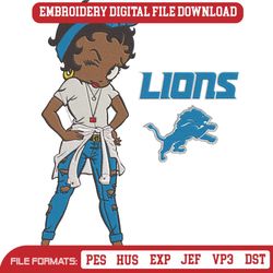 Detroit Lions Team Betty Boop Embroidery Design File