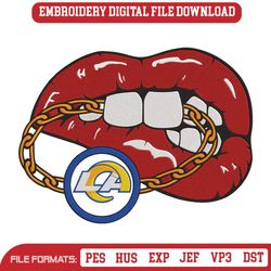 Los Angeles Rams Inspired Lips Embroidery Design Download