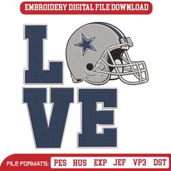 Love Helmet Dallas Cowboys Embroidery Design Download File