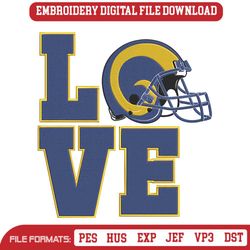 Love Helmet Los Angeles Rams Embroidery Design Download File