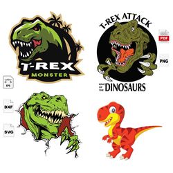 Trex Monster Bundle, Trex Attack Dinosaurs, Dinosaur Vector, Dinosaur Bundle Svg, Dinosaur Clipart, Dinosaur Mockup, Din