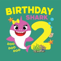 Birthday Baby Shark 2 Year Old Svg, Birthday Svg, Birthday Shark Svg, 2nd Birthday Shark, Baby Shark Svg, 2nd Birthday S