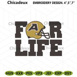 For Life Army Black Knights Football Logo Embroidery Design, NCAA Team Logo Machine Embroidery Files