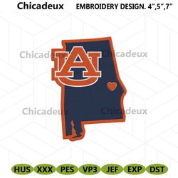 Auburn States Embroidery Design, Auburn Tigers Embroidery Instant File