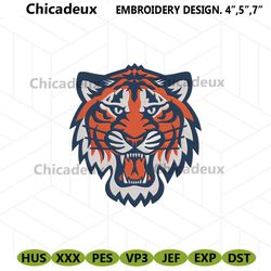 Auburn Tigers Angry Logo Embroidery Design, Auburn Tigers Symbol Embroidery Files