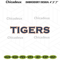 NCAA Tigers Wordmark Logo Embroidery Download, Tigers NCAA Team Logo Embroidery Design