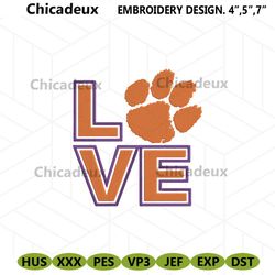 Clemson Tigers Love Logo NCAA Embroidery Design, Love Clemson Tigers Embroidery File