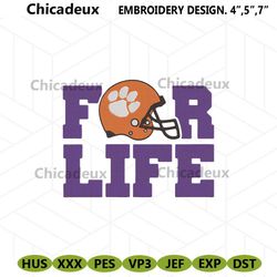 For Life Clemson Tigers Embroidery Design, NCAA For Life Clemson Tigers Design