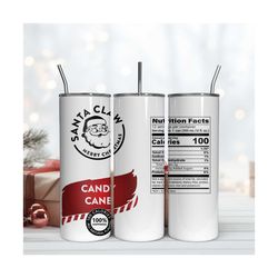 Santa Claw Candy Can 20oz Skinny Tumbler Sublimation Designs Tumbler PNG File Digital Download