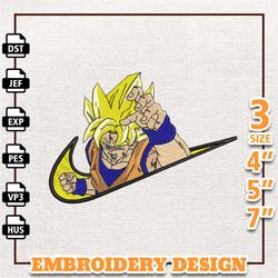 Nike Goku Anime Embroidery Design, Anime Embroidery Design, Instant Download