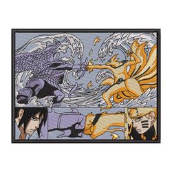 Sasuke x Naruto Come To Fight Embroidery Design Anime Naruto File