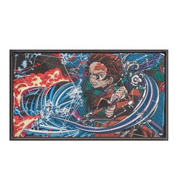 Tanjiro Kamado Fire And Water Box Embroidery Design Anime Demon Slayer