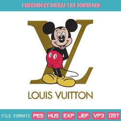 Mickey 90s Louis Vuitton Logo Embroidery Design