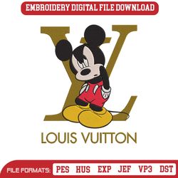 Louis Vuitton Mickey Angry Design Embroidery Instant Download