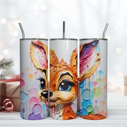 3D Inflated Bambi Tumbler Design, Bambi Disney Design Tumbler, Tumbler Wrap Design 3D