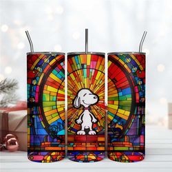 Snoopy Dog Stained Glass 20Oz Tumbler Wrap Sublimation Png