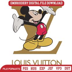 Mickey Hand Up Louis Vuitton Logo Embroidery Design File