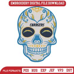 Skull Mandala Los Angeles Chargers NFL Embroidery Design Download