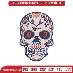 Skull Mandala Detroit Tigers Embroidery Design Download