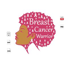 Breast Cancer Gift, Breast Cancer Svg, Cancer Awareness, Black Girl Svg, Cancer Ribbon Svg, Breast Cancer Ribbon, Breast