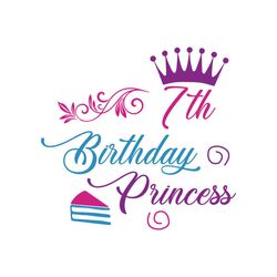 7th Birthday Princess Svg, Birthday Svg, Princess Svg, 7th Birthday Svg, Crown Svg, Birthday Gift Svg, Happy Birthday Sv