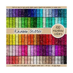 100 Glitter Digital Paper Seamless Rainbow Glitter Digital Paper Glitter