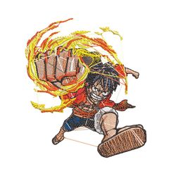 Luffy Fire Punch Embroidery Design Download File Anime One Piece File