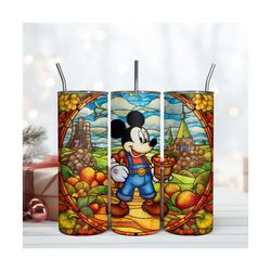 Funny Mickey Mouse 20Oz Stained Glass Tumbler Sublimation Design PNG