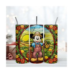 Farmer Mouse 20Oz Stained Glass Tumbler Sublimation Design PNG