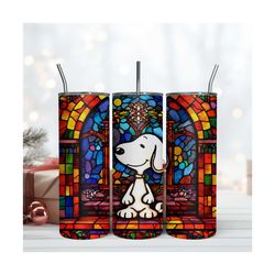Snoopy Dog 20Oz Tumbler Stained Glass Sublimation Design Instant File
