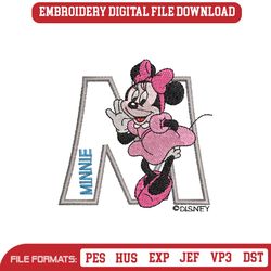 Minnie And M Letter Embroidery Design