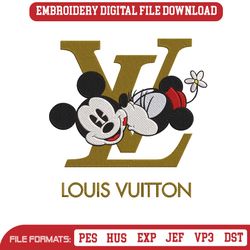 Louis Vuitton Mickey Kiss Fashion Embroidery Design