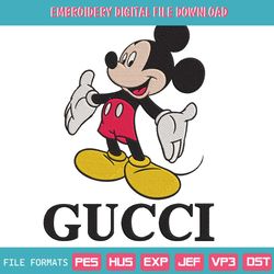 Vintage Gucci Logo Mickey Embroidery Design Download