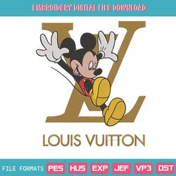 Mickey Jumping LV Logo Embroidery Design Download