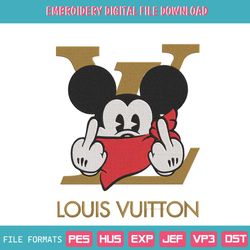Mickey Middle Finger Louis Vuitton Logo Embroidery File