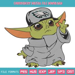 Philadelphia Eagles Cap Baby Yoda Embroidery Design Download