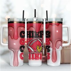 Kansas City Chiefs Inflated Puff Skinny Tumbler 40Oz, Football Tumbler Straight and Tapered