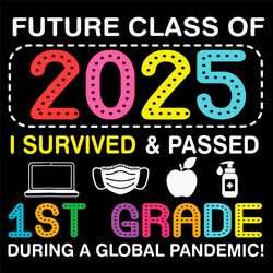 Future Class Of 2025 I Survived And Passed 1st Grade Svg, Birthday Svg, 2025 Svg, 1st Grade Svg, Face Mask Svg, Laptop S
