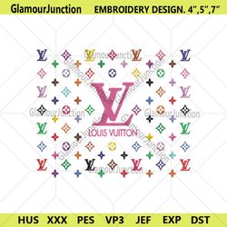 LV Louis Vuittion Fashion Logo Rainbow Wrap Embroidery Design Download File